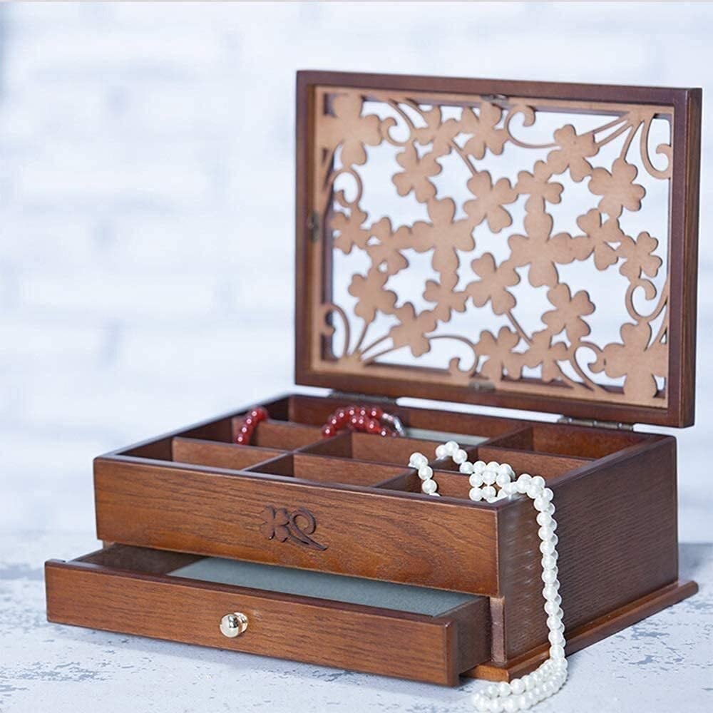 Pudełko na biżuterię, Wooden Jewelry Box Storage Organizer 30 x 22 cm(Double layer)