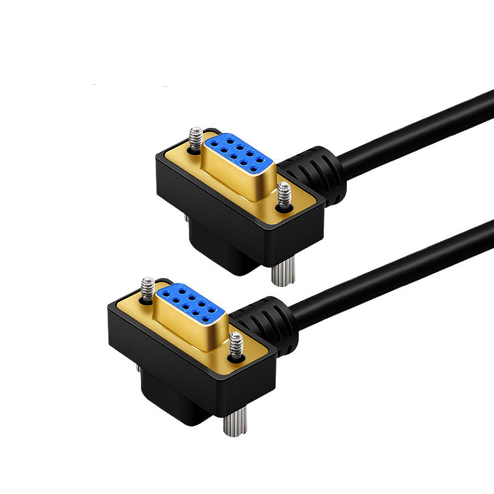 GXMRHWY DB9 RS232 Serial Port Cable Down Right Angle Female to Female 9 Pin Gold Plated RS232 COM Port Connection Cable (1.5Meter)