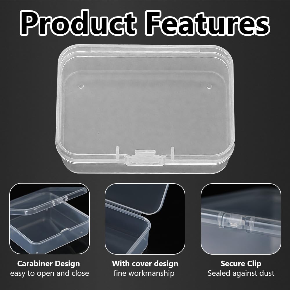 WYAN 12 Pcs Transparent Boxes, Bead Storage Box, Containers Rectangle, Box Case with Flip-Up Lids, Storage Containers - Image 3