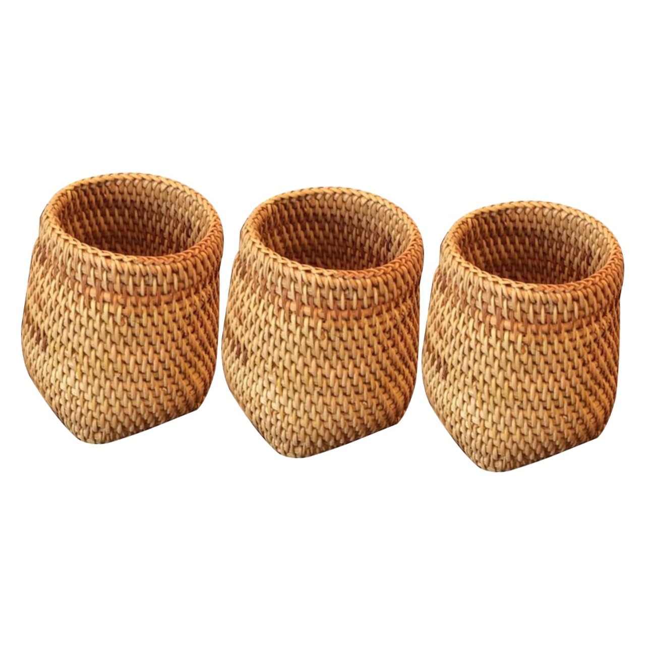 Operitacx 3piezas Contenedor De Almacenamiento De Juego De Té De Ratán Mano Cesta Creativa Para Ceremonia Del Té Multifuncional Como Soporte De Bolígrafos Para Hogar Oficina y