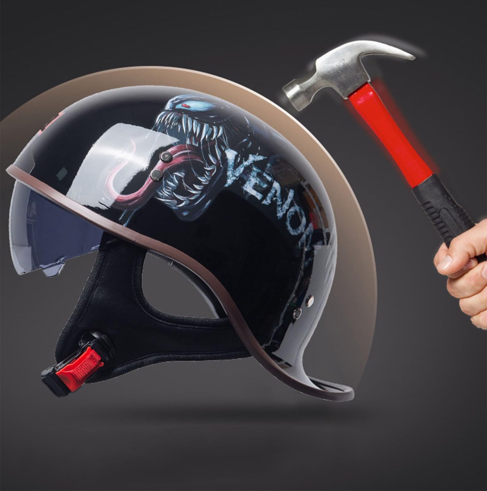 Casco de Motocicleta Hombre, Casco Retro de Media Calza Certificado Dot,Unisex Casco de Gorra de béisbol Cómodo y Ligero Casco de Scooter Forro extraíble Casco de Media calota
