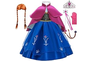 Pretend Princess Dress Up Costume Set with Tiara Wig and Wand