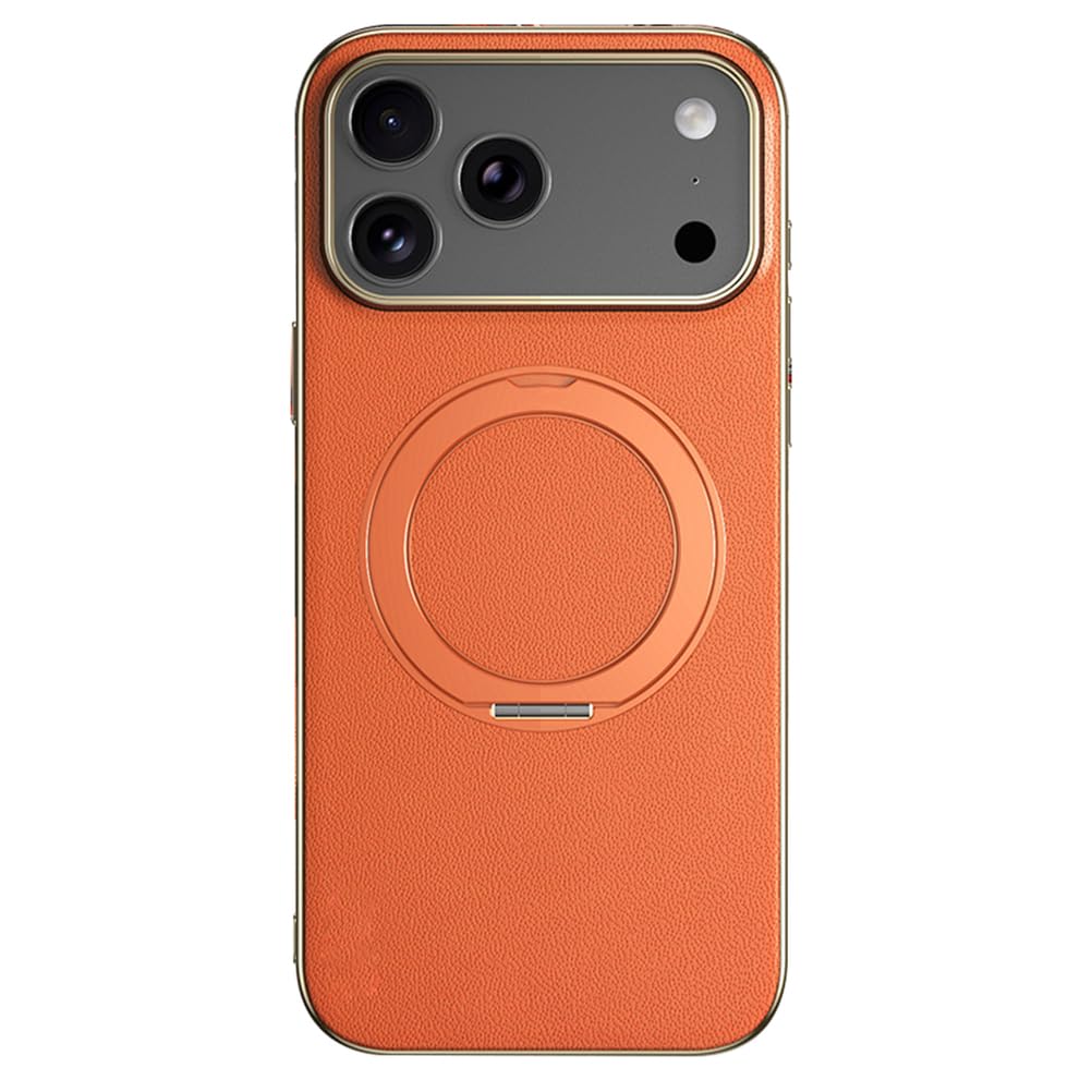 AXUEQIN-Magnetic Case for iPhone 17 Pro Max 17 Pro 17 Air 17 Slim Luxury Electroplate Genuine Leather Cover