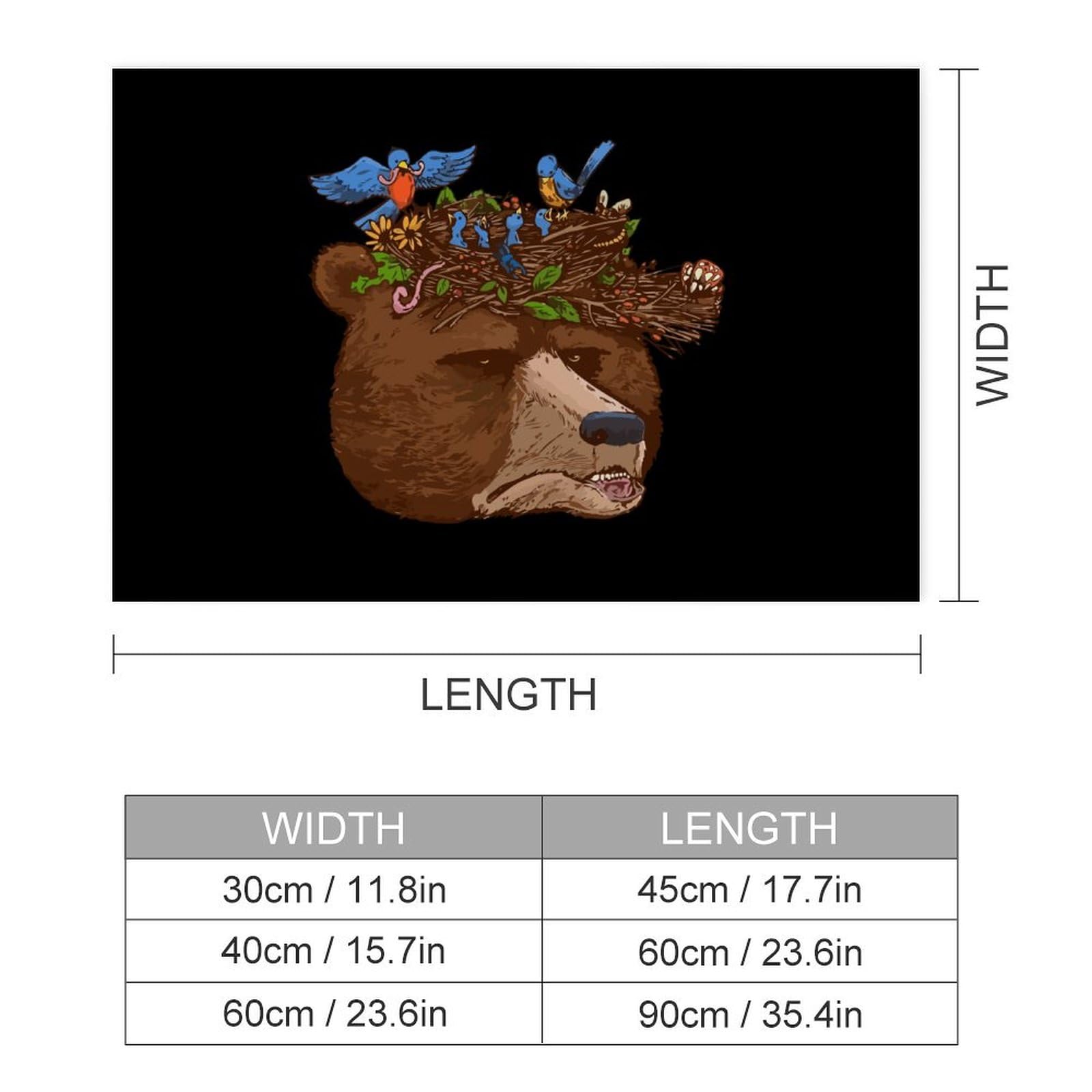 Bear Head Bird Roost Fashion Poster Letters Self Adhesive Wall Art Prints Durable and Waterproof Home Decor 40 * 60?cm?