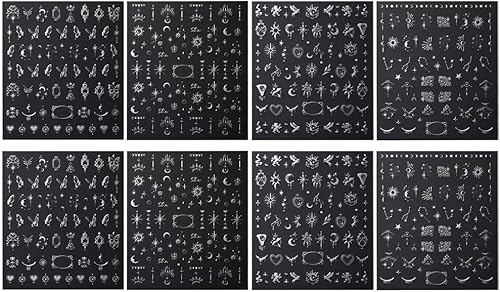 Miniatura 2 de Calcomanías de uñas metálicas plateadas 3D para mujer, diseño de estrellas, luna, sol, para diseño de uñas, diseño de mariposas, calcomanías de arte