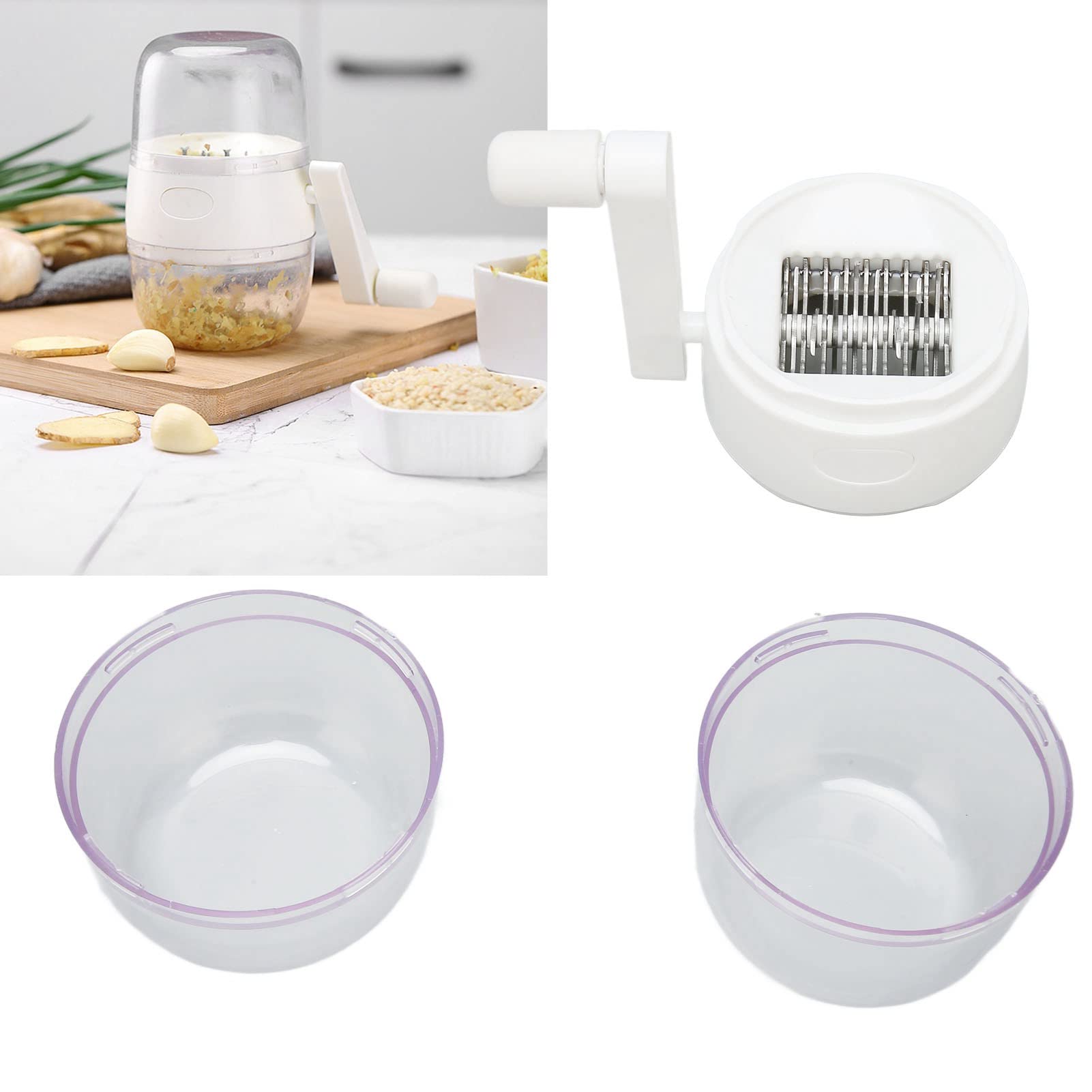 Triturador De Frutos Secos Manual Con Cuchillas De Acero Inoxidable Y Mango Antideslizante Para Frutos Secos Y Ajos - Blanco