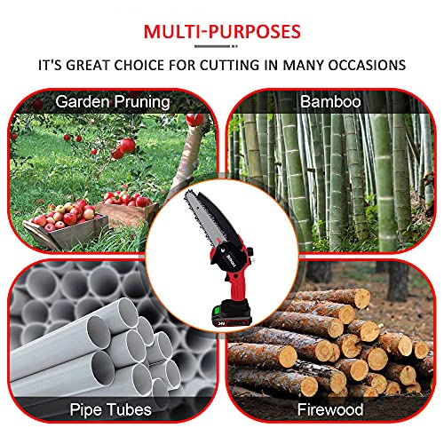 Mini Kettensäge 6 Zoll Akku Handkettensäge 24V Akku-Astsägen Elektrische Schnittsäge mit 2 Batterien für Gartenbaum AST… – Bild 8