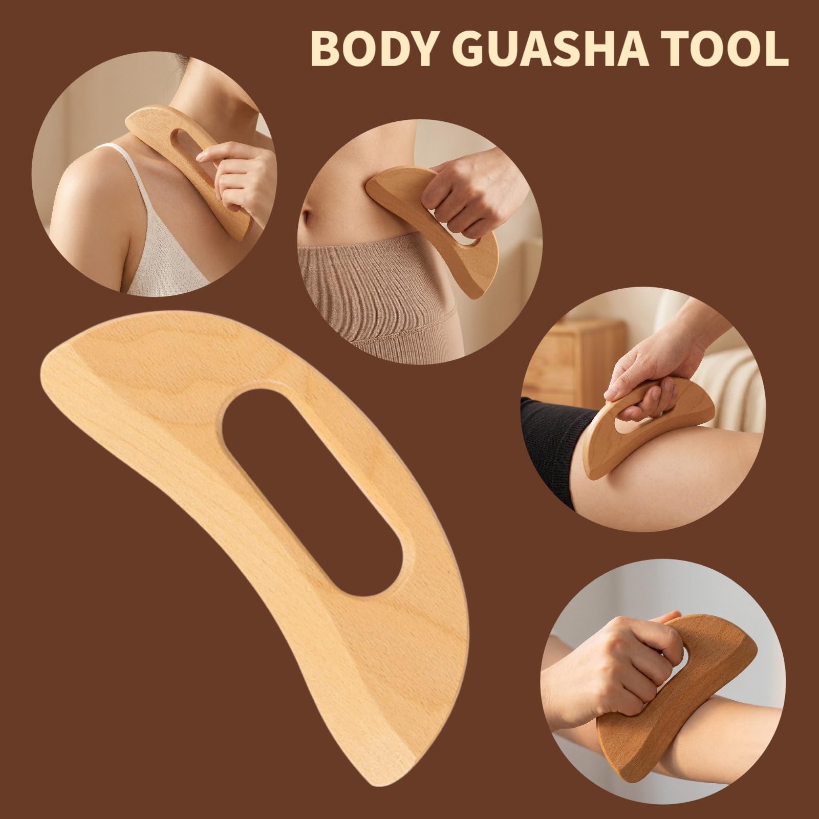 3 herramientas de masaje de terapia de madera, drenaje linfático y masajeador de madera para esculpir el cuerpo, herramienta anticelulítica de maderoterapia para masaje de tejidos profundos, alivio