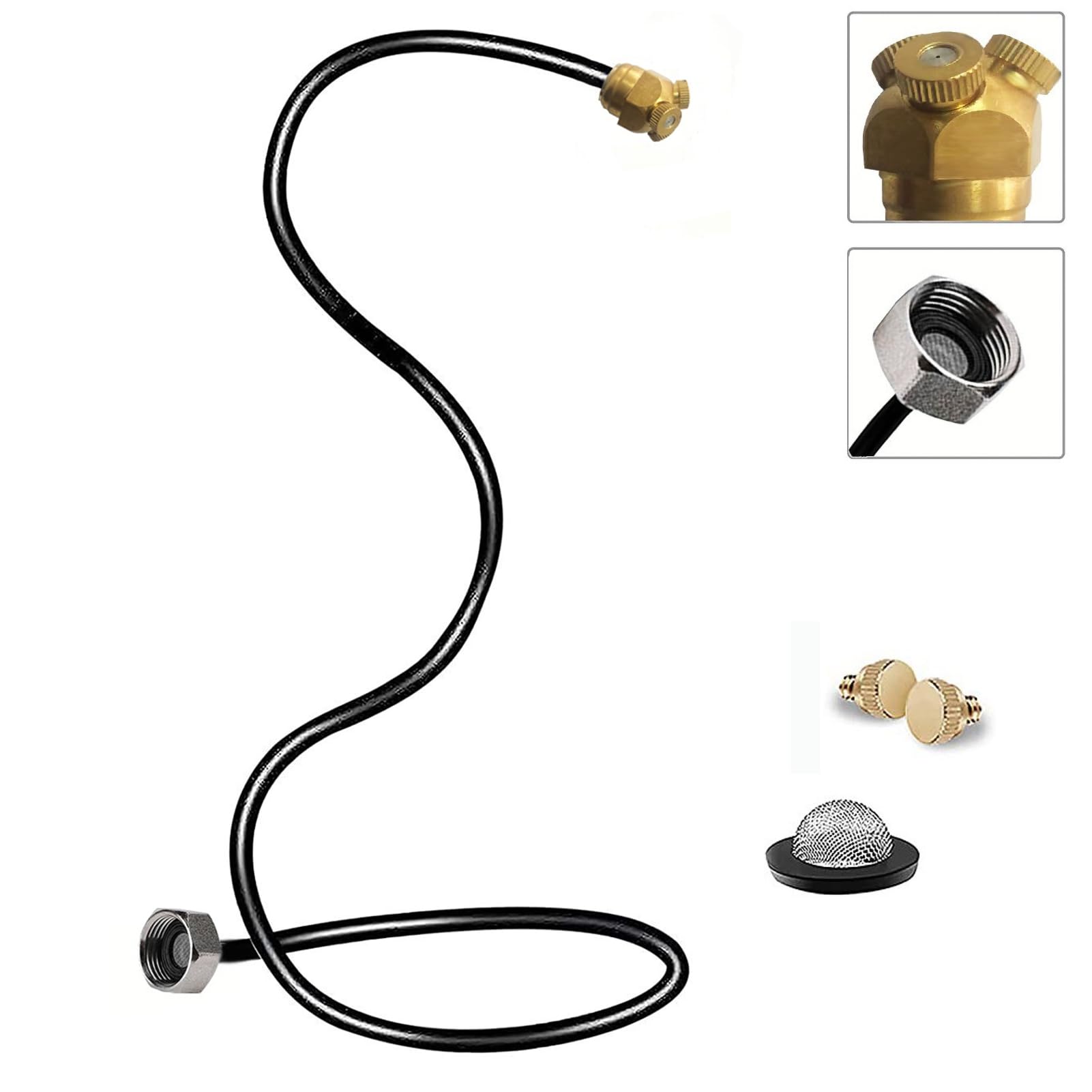 Brumisateur de tuyau extérieur portable flexible pour jardin refroidissement bain d'oiseaux noir
