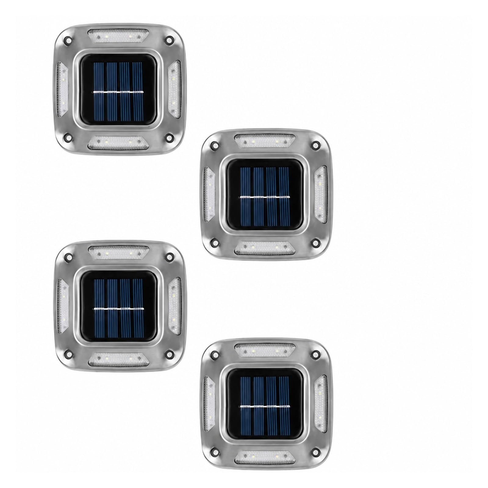 AMRTTWY In Ground Lights, 4PCS Solar Dock Lights 8LEDs Deck Driveway Light Outdoor(White Light)