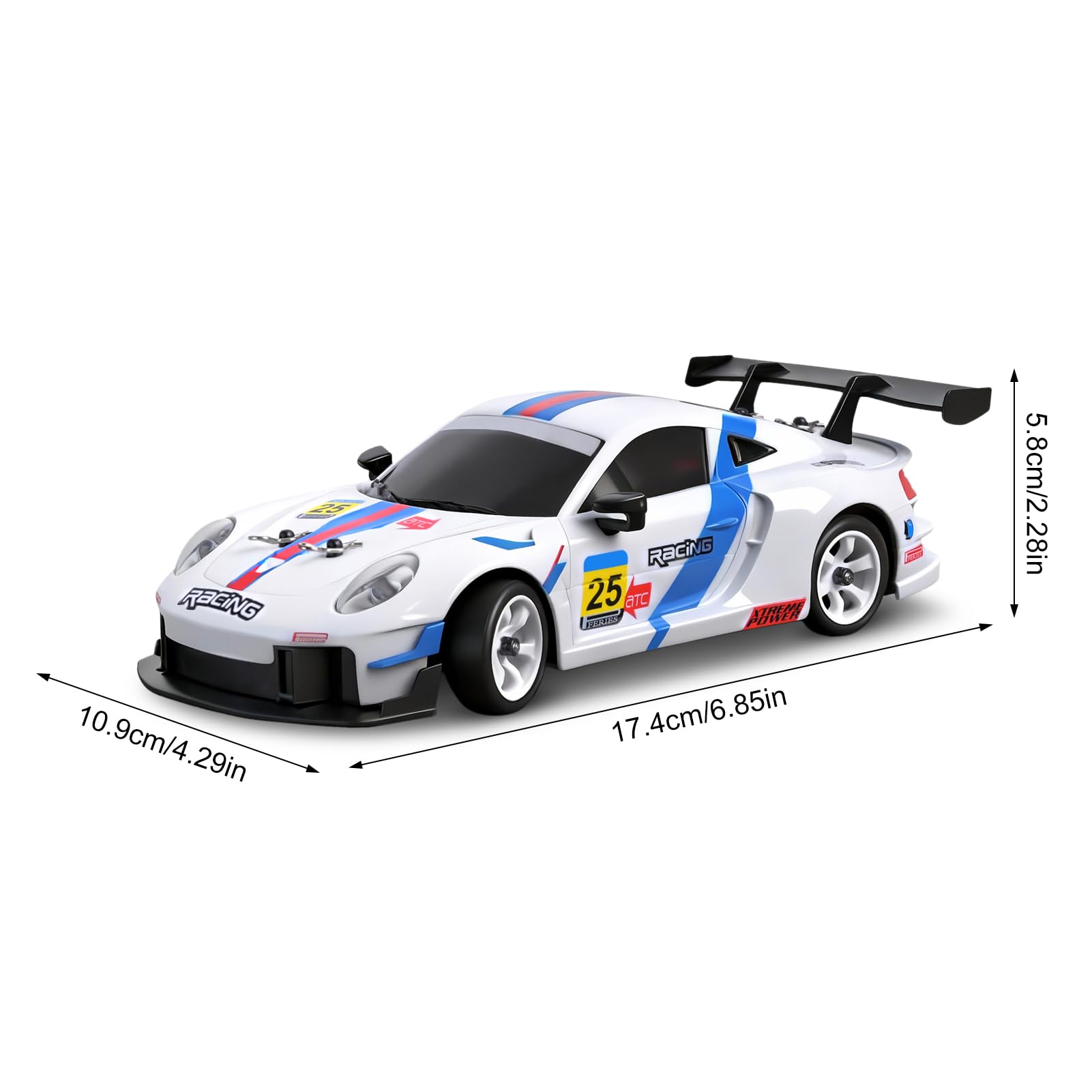 Drift Auto 1:28 30 km/h RC Drift Car napęd na wszystkie koła z fajnymi lampami LED, zdalnie sterowany samochód zdalnie sterowany do różnych terenów