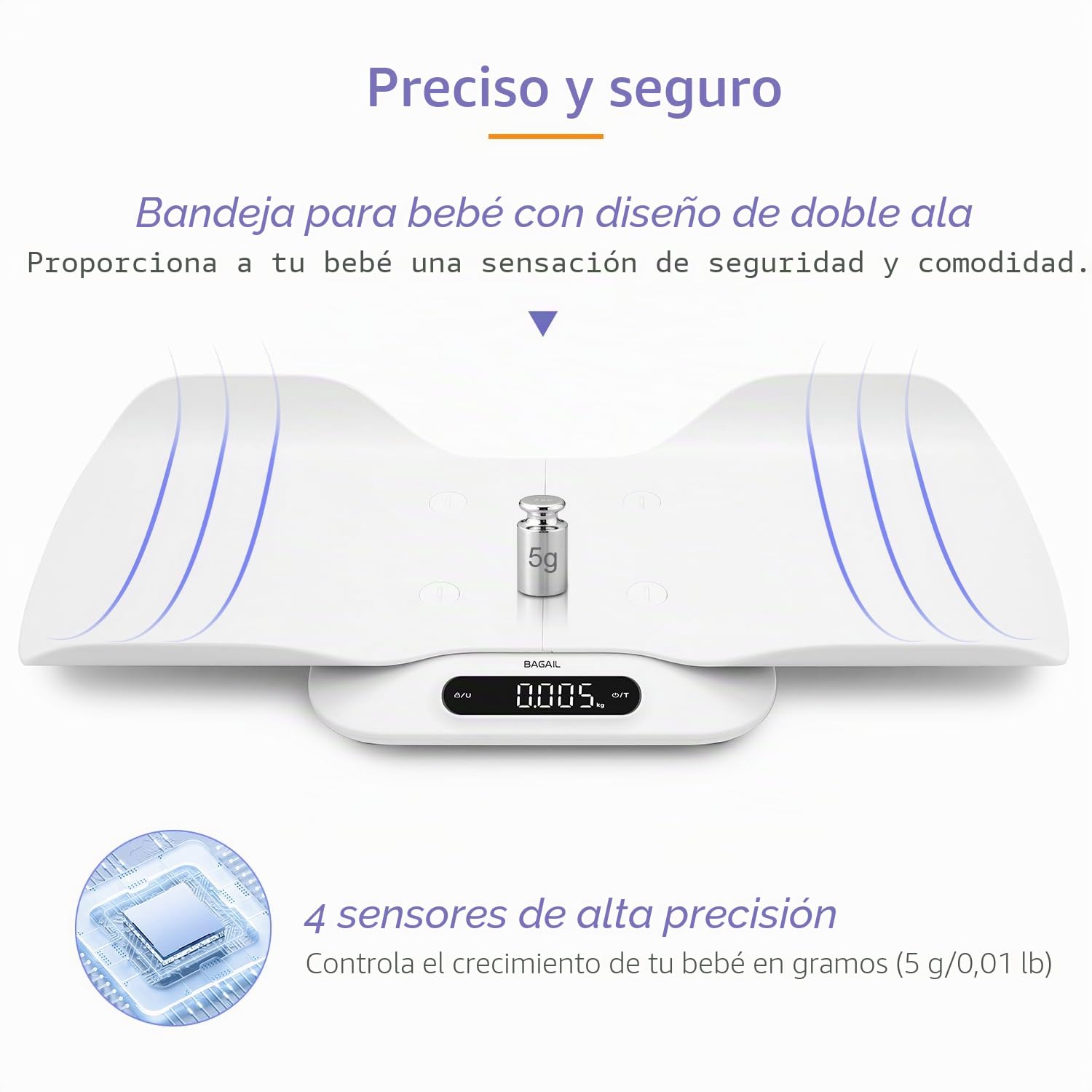 BAGAIL Báscula para bebés con superficie de pesaje segura y cómoda, función dos en uno, también puede utilizarse como báscula para niños pequeños, báscula digital para mascotas, hasta 180 kg