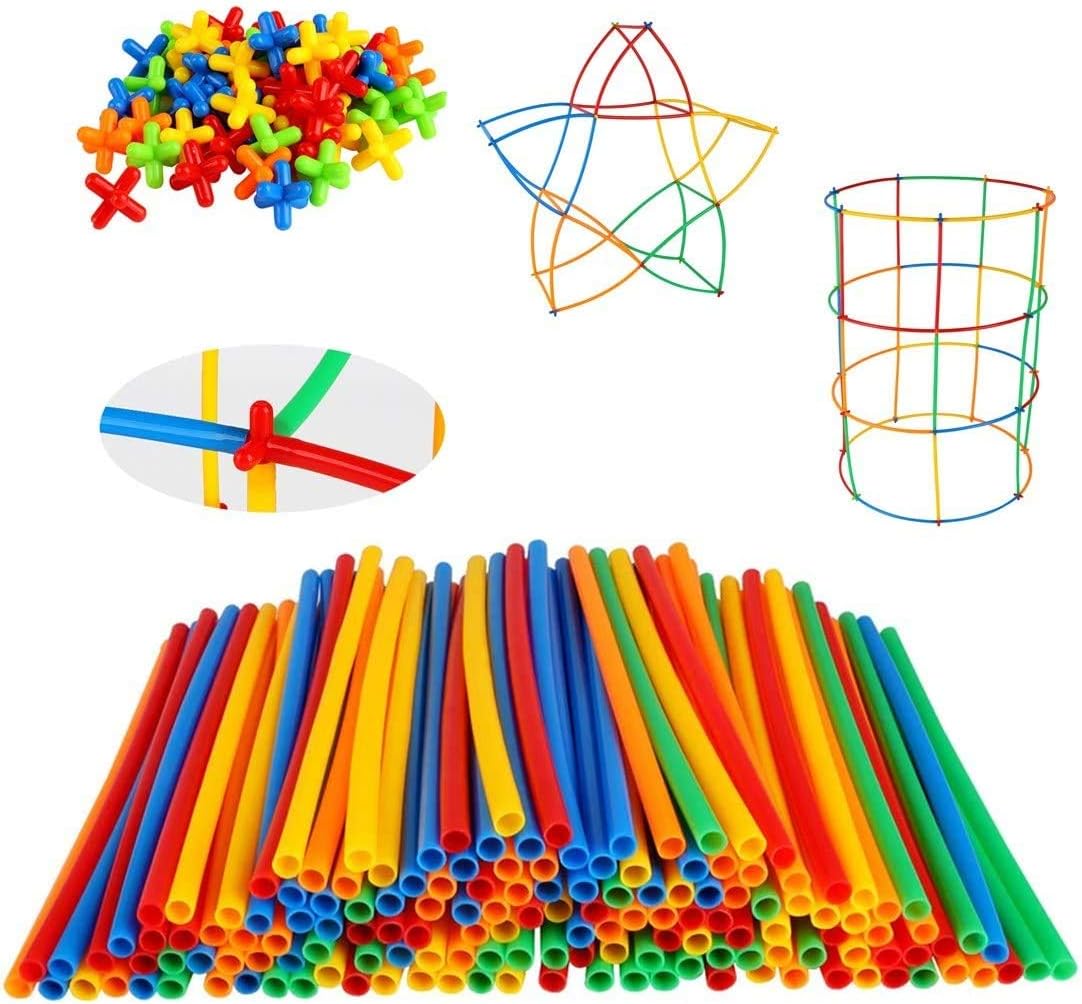 Assembly Colorful Educational Building Smart City Blocks for Kids 100 + Blocks (50pcs Straw & 50pcs Connector)