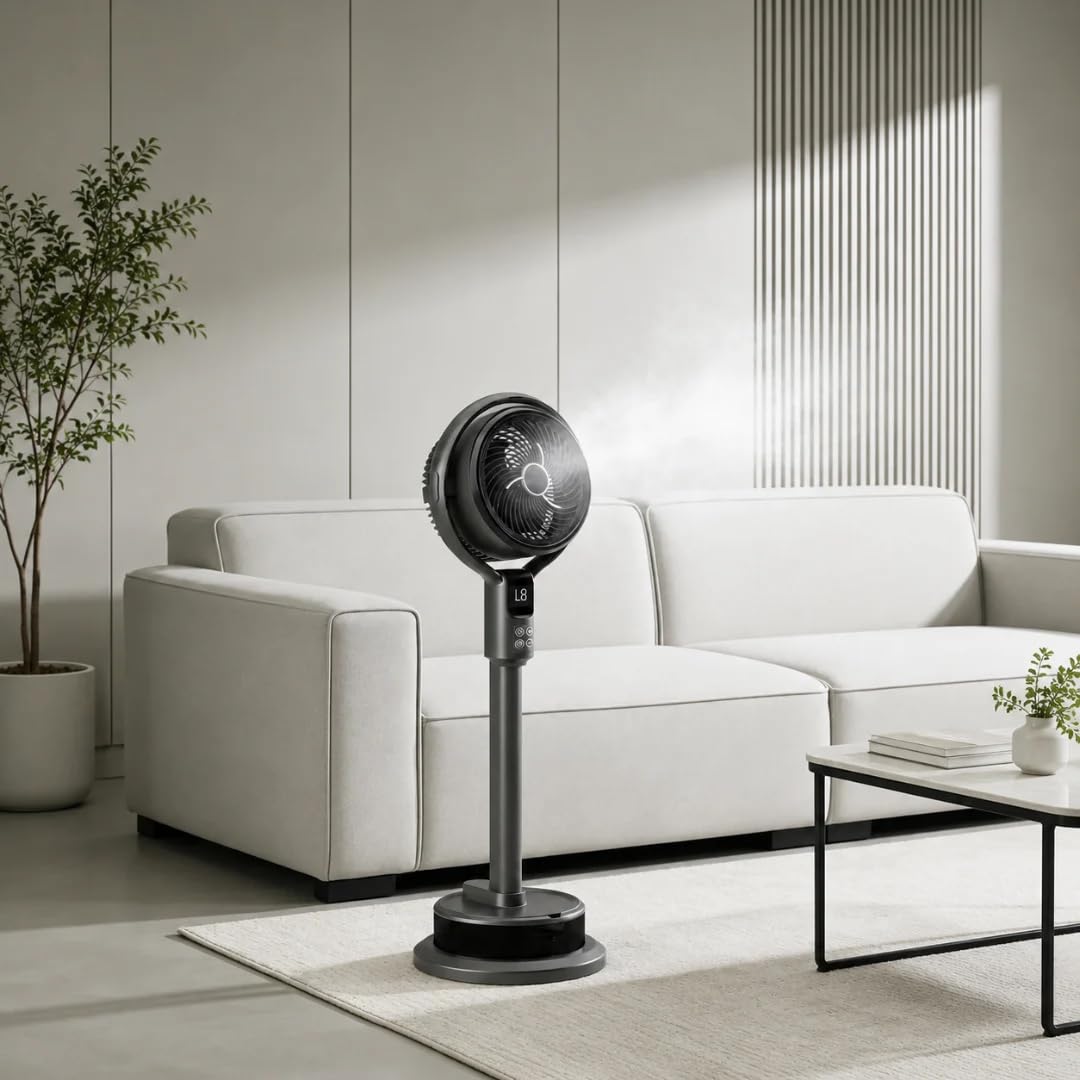 Nebelventilator mit Fernbedienung, Timer und Luftbefeuchter – 50W, 8 Geschwindigkeitsstufen, Oszillation, Modell FS-G1008A, 98 cm