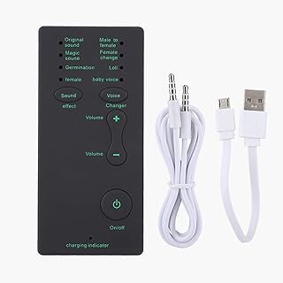 Voice Changer, 400mah/3.7V Mobile Phone Live Sound Card USB External Voice Changer for Webcast Gaming Voice Chatting, DSP noise reduction, black