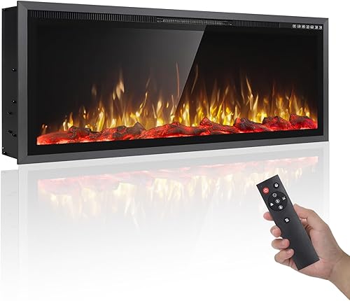 Miniatura 13 de Chimenea eléctrica de 60 pulgadas, marco de aluminio ultra estrecho y pantalla ancha, insertos de chimenea eléctrica/montado en la pared con