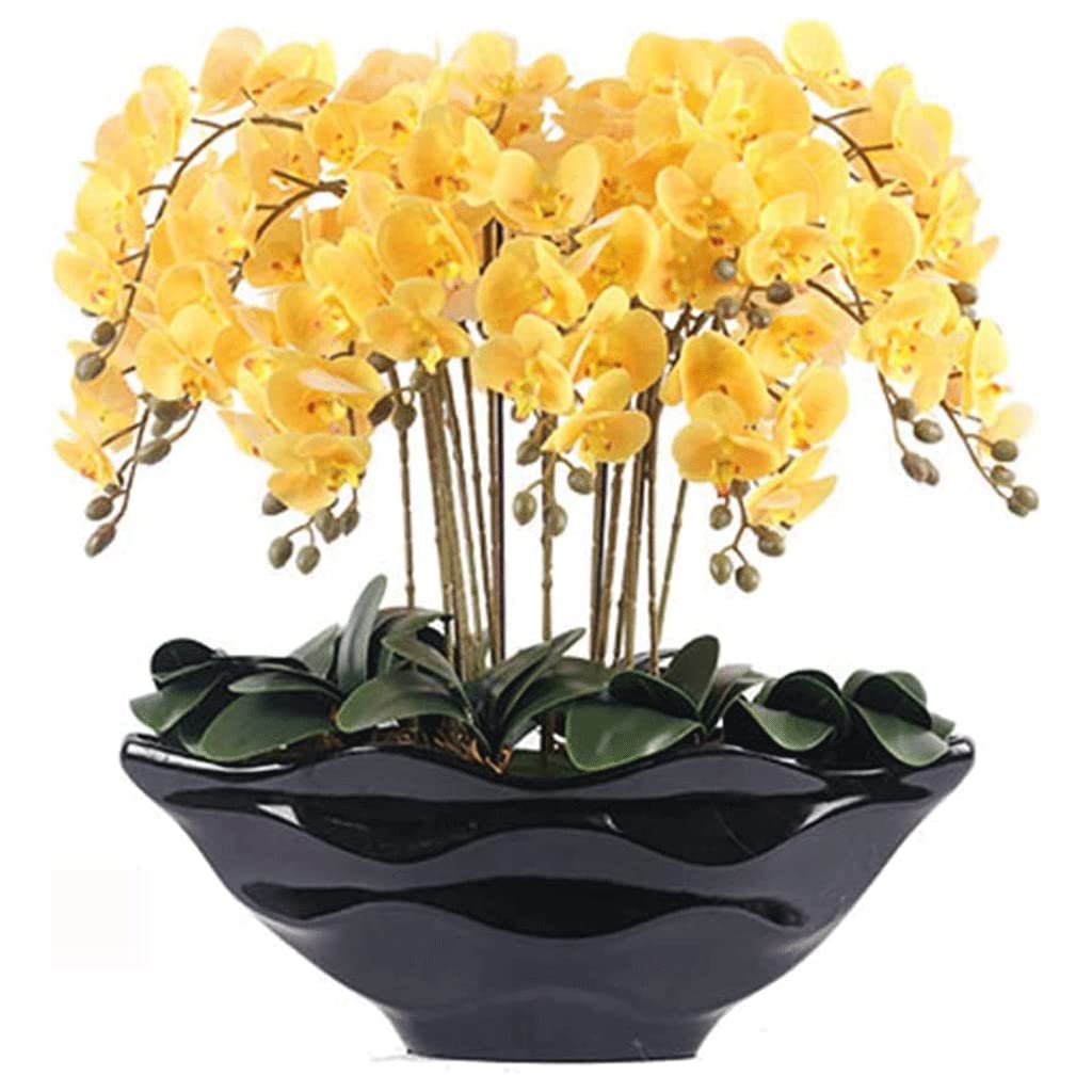 XDLEDMKIZ Orchid Artificial Flowers Faux Orchids Pot Artificial Phalaenopsis Flowers Plant Floral Decoration Orchids Artificial Classic Artificial Flowers natural look