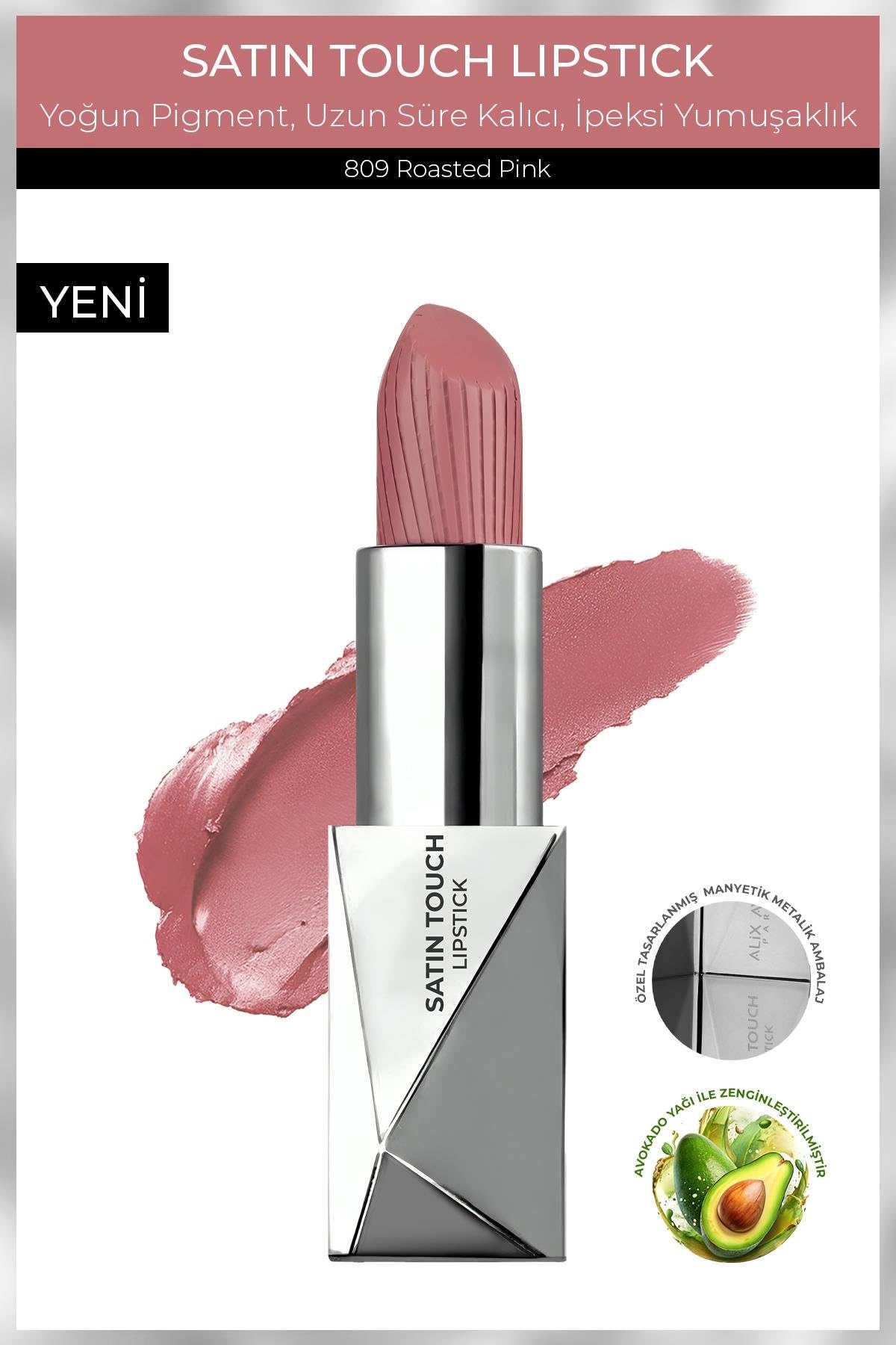 Alix Avien Uzun Süre Kalıcı Nemlendirici Pürüzsüz Etkili Yarı Mat Ruj Satin Touch Lipstick 809 Roasted Pink