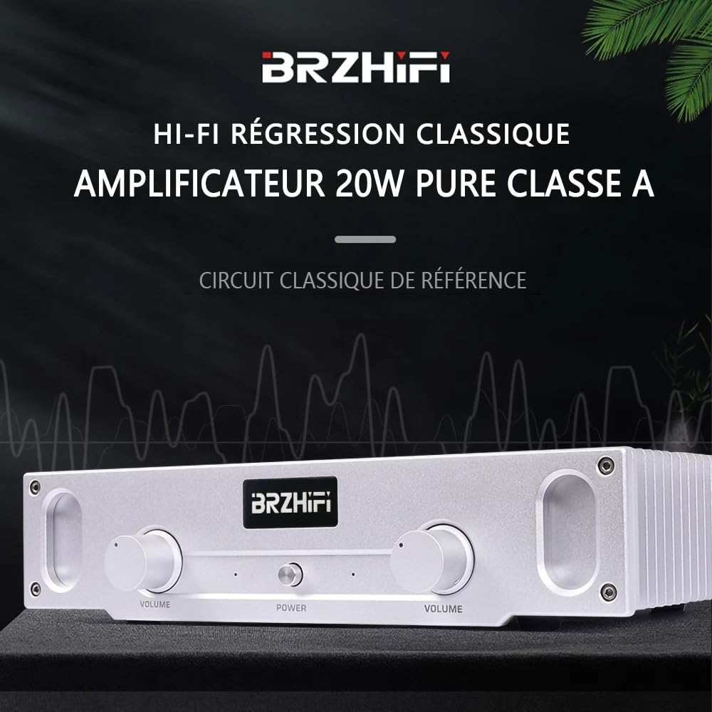 A1S Ampli de Puissance Stéréo Classe A Pure 20 W par canal | Reproduction du schéma classique | Compatible avec les enceintes de bureau et bibliothèque | 2,0 Canaux | Couleur Argent