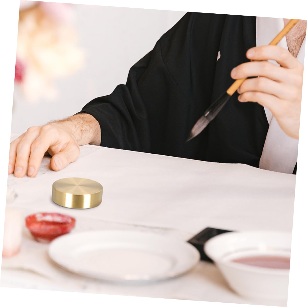 Messing Briefbeschwerer 2 Stück, Goldfarbene Papiergewichte für Kalligrafie