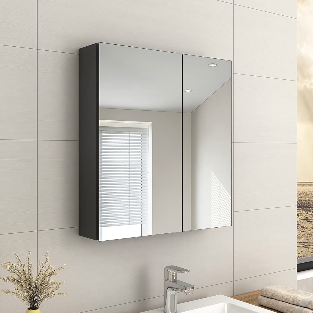 Buy EMKE Bathroom Vanity Mirror with Storage Double Door Wall