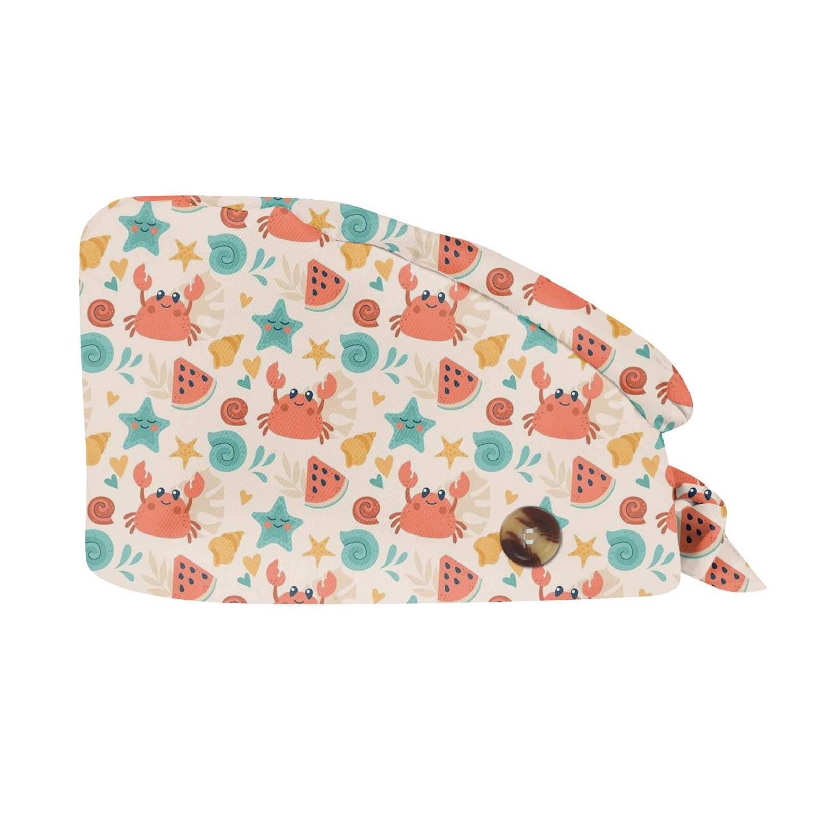 XYYYHTL Multicolour Women Pediatric Bouffant Scrub Cap with Buttons, Satin Lined, Ponytail, Nurse Hats for Women