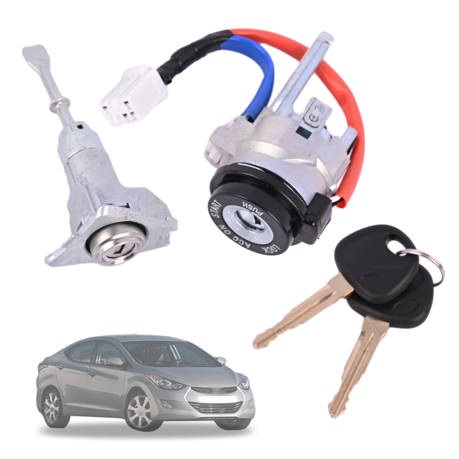 Getfarway Car Full Lock Cylinder Set 81970-3XA00 Compatible with Hyundai Elantra 2011 2012 2013 2014 2015 2016 1.8L 2.0L 1 x Ignition Switch / 1 x Front Left Door Lock / 2 x Universal Keys