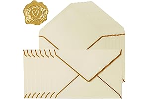 30 Pack Thick Wedding Invitation Set with Gold Border and Stickers