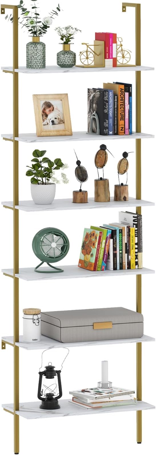 Wolawu Ladder Shelf 6 Tiers White