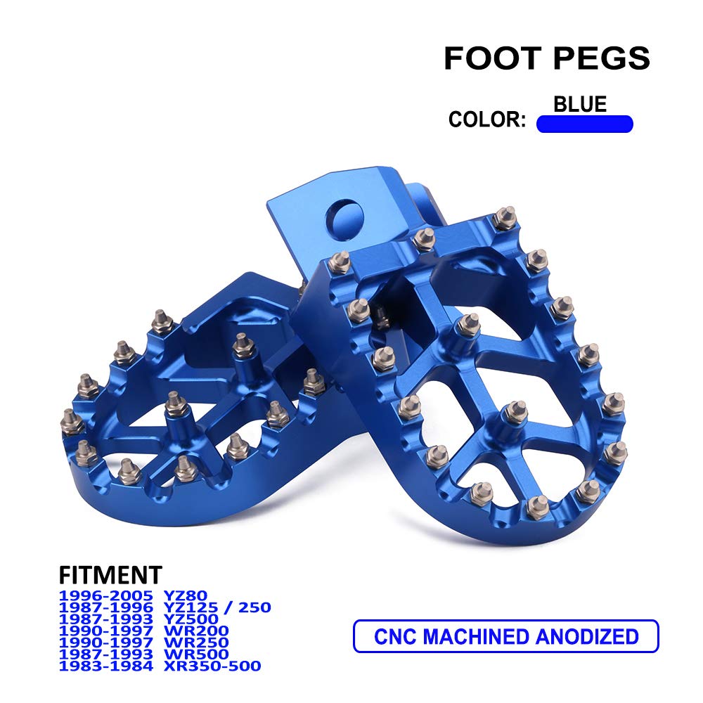 Pedaline Moto Poggiapiedi Motocross Pedali CNC In Alluminio per Yamaha YZ80 YZ125 YZ250 YZ500 YZ490 WR200 WR250 WR500 TTR90 TTR110 TR125 TTR250 XT250 Dirt Pit Bike Motocross Enduro Blu