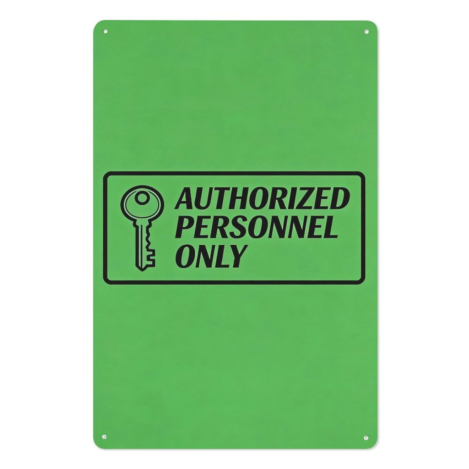 peiyeety 8x12 Inch Metal Tin Sign – Authorized Personnel Only Secure Access Warning Wall Decor Plaque with Key Icon for Office, Facility, Workplace, Wall Art