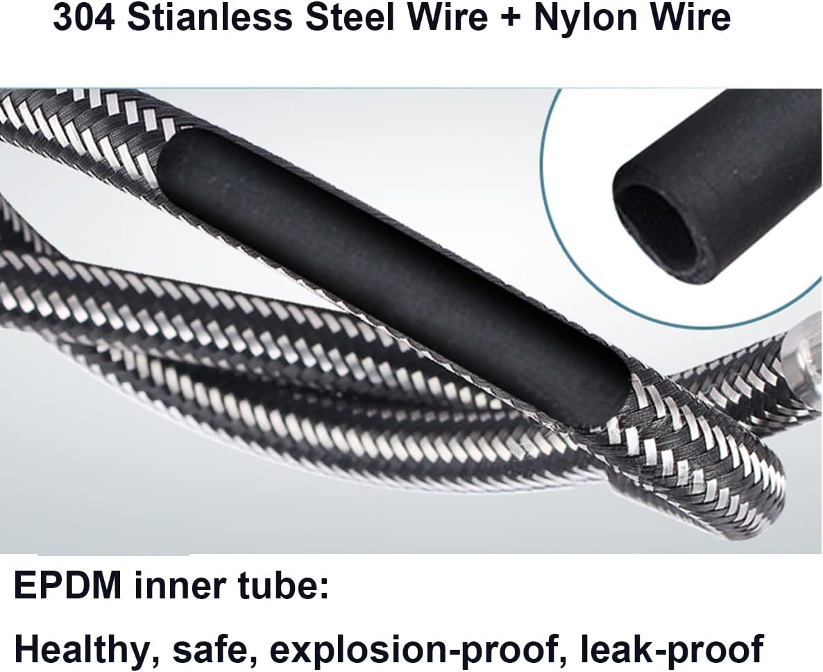 Qrity Pack of 2 Kitchen Sink Cold & Hot Mixer Tap Flexible Pipes British Standard Pipe M10 x G 1