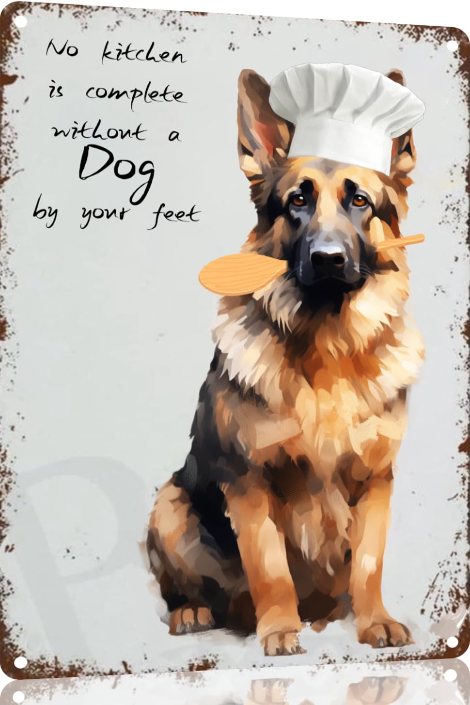 Preeklen Tin Sign 040 German Shepherd Kitchen Art Print,Creative Tin Sign, Funny Novelty Metal Sign, Vintage Wall Decor For Home Door Garden Bar Restaurant Cafe Office Shop Bar Club Sign Gift 6X8 Inch