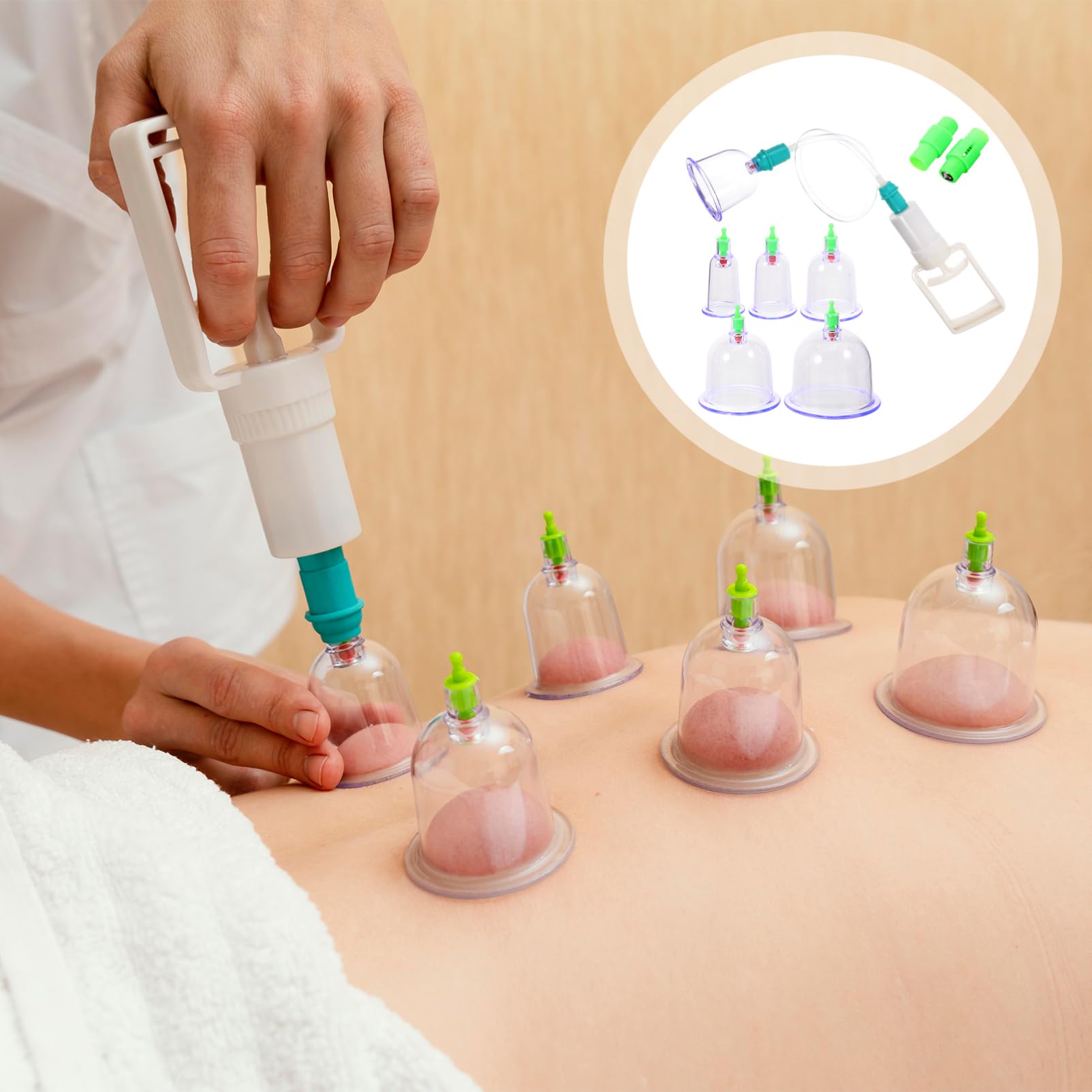 Kit de Ventouses à Vide pour Massage à Domicile, Accessoire de Massage en Plastique, Relaxation Musculaire et Ouverture Douce, 1 Set Fiable