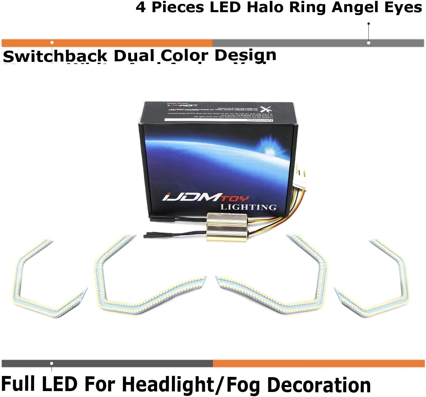iJDMTOY 4pc 540-SMD Concept M4 Iconic Style Switchback Dual-Color LED Angel Eye Kit w/Relay Wirings Compatible with BMW 2 3 4 5 Series Light Retrofit