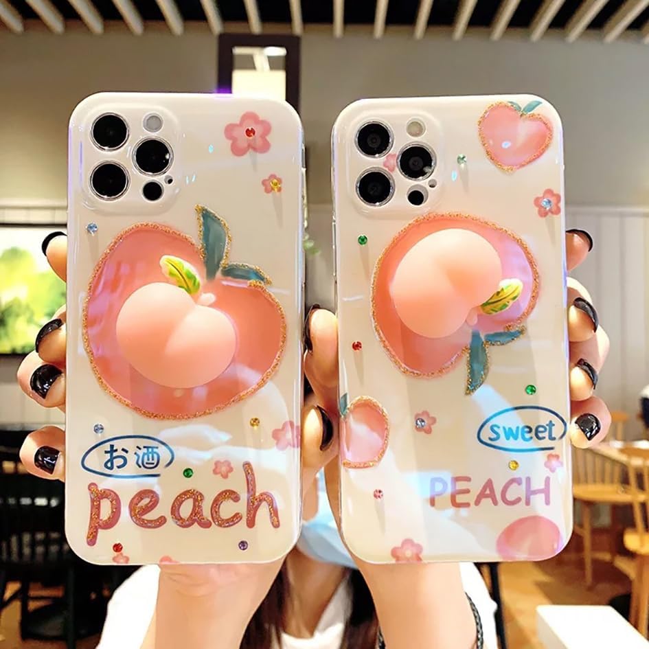 Miniatura 7 de Roemary Peach - Funda para iPhone 15 Pro Max, para iPhone 15 Pro Max, diseño rosa melocotón, diseño rosa TPU absorción de impactos, funda protectora
