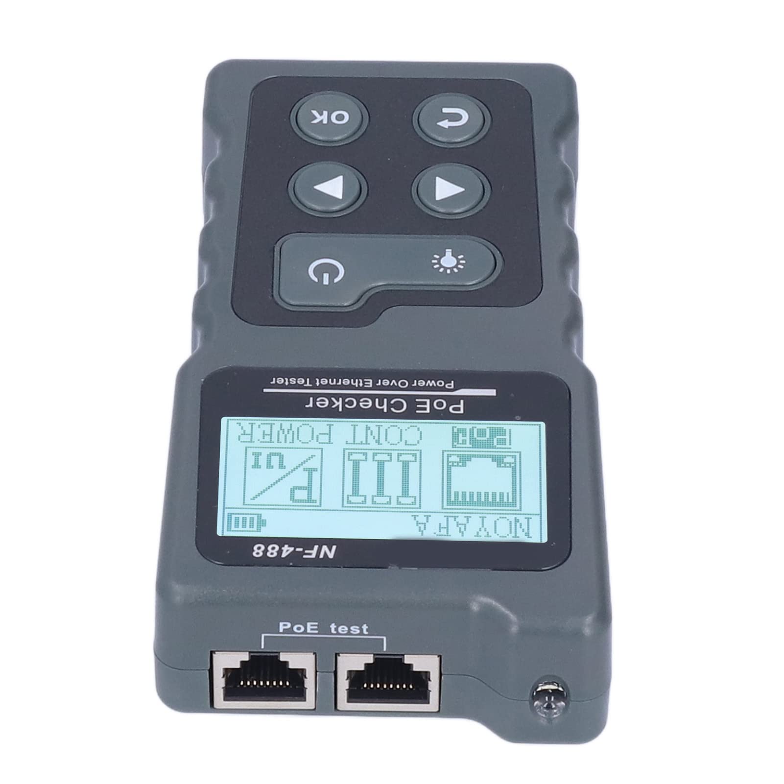 Probador POE de NF-488, Herramienta de Detección LCD, Comprobador de Línea Eléctrica Multifuncional para Dispositivos de Monitoreo de Seguridad, Material ABS Duradero