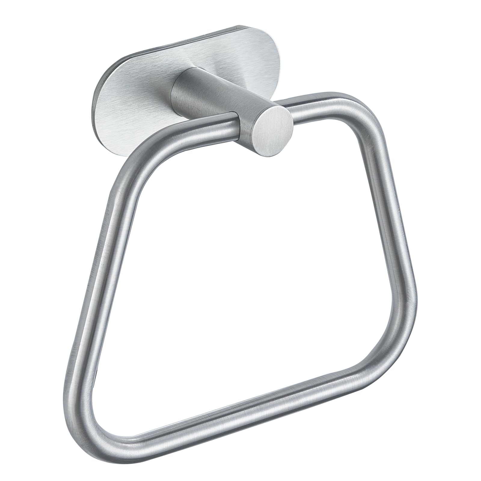 DIYZON Self-Adhesive Towel Ring, Bathroom Hardware Accessories, 304 Thickened Stainless Steel Hand Towel Holder, Contemporary Trapezoid Towel Rack, No Drill Installation (Brushed Nickel)