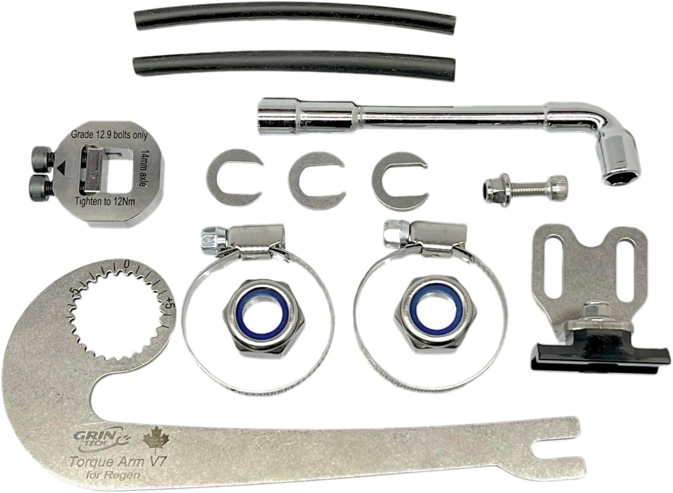 Grin Technologies New V7 Universal Ebike Torque Arm for Regen Hub Motors- Front and Rear, 12mm and 14mm Axles