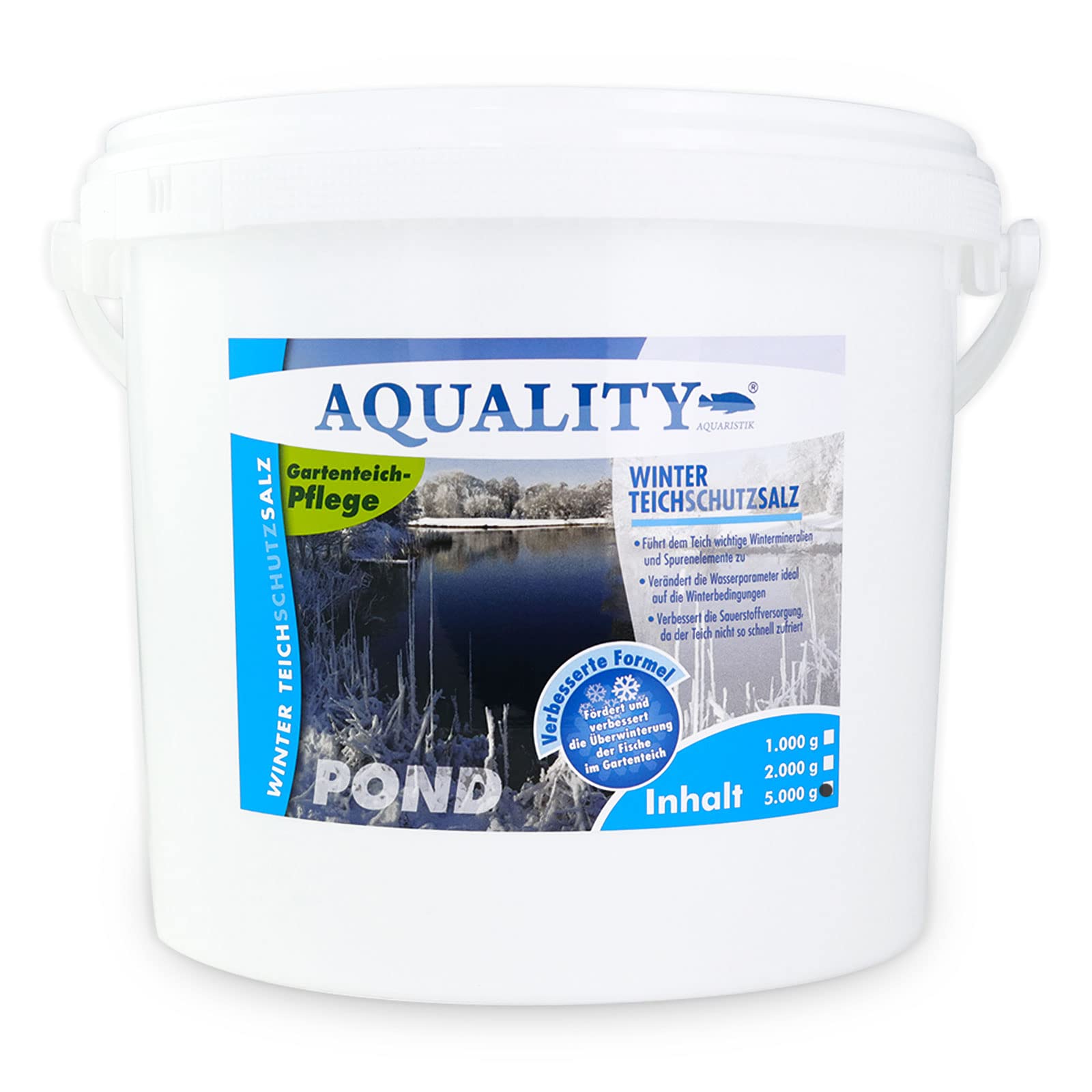 AQUALITY Gartenteich Herbst & Winter Komplett Spar-Set (1. Herbst- & Winterschutz - 2. Teichschutzsalz - 3. AQUABALLS - GRATIS: 4. Regenwasserschutz), Set-Größe:Set 5000