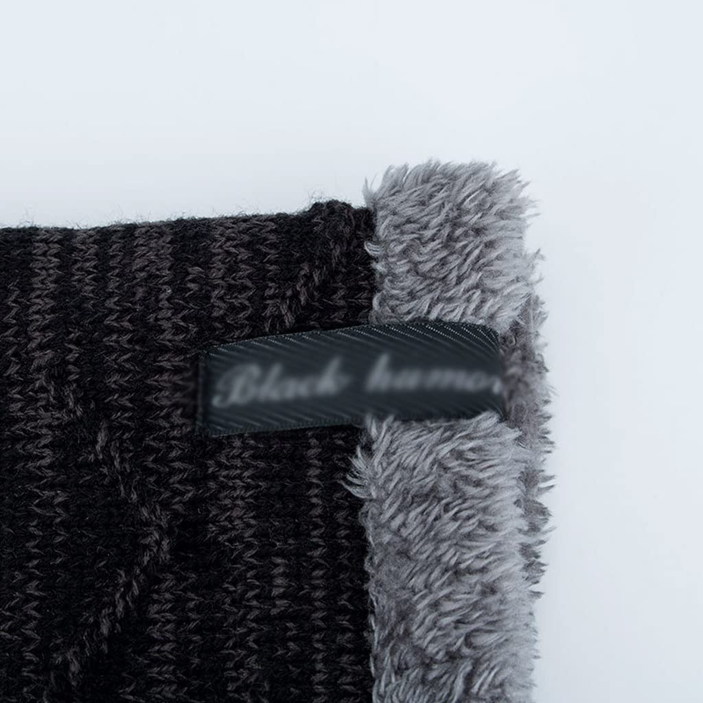 Winter Men's Hat Fashion Fleece Skiing Beanies Caps Warm Knitted Beanie Bonnet Hats Men(D)