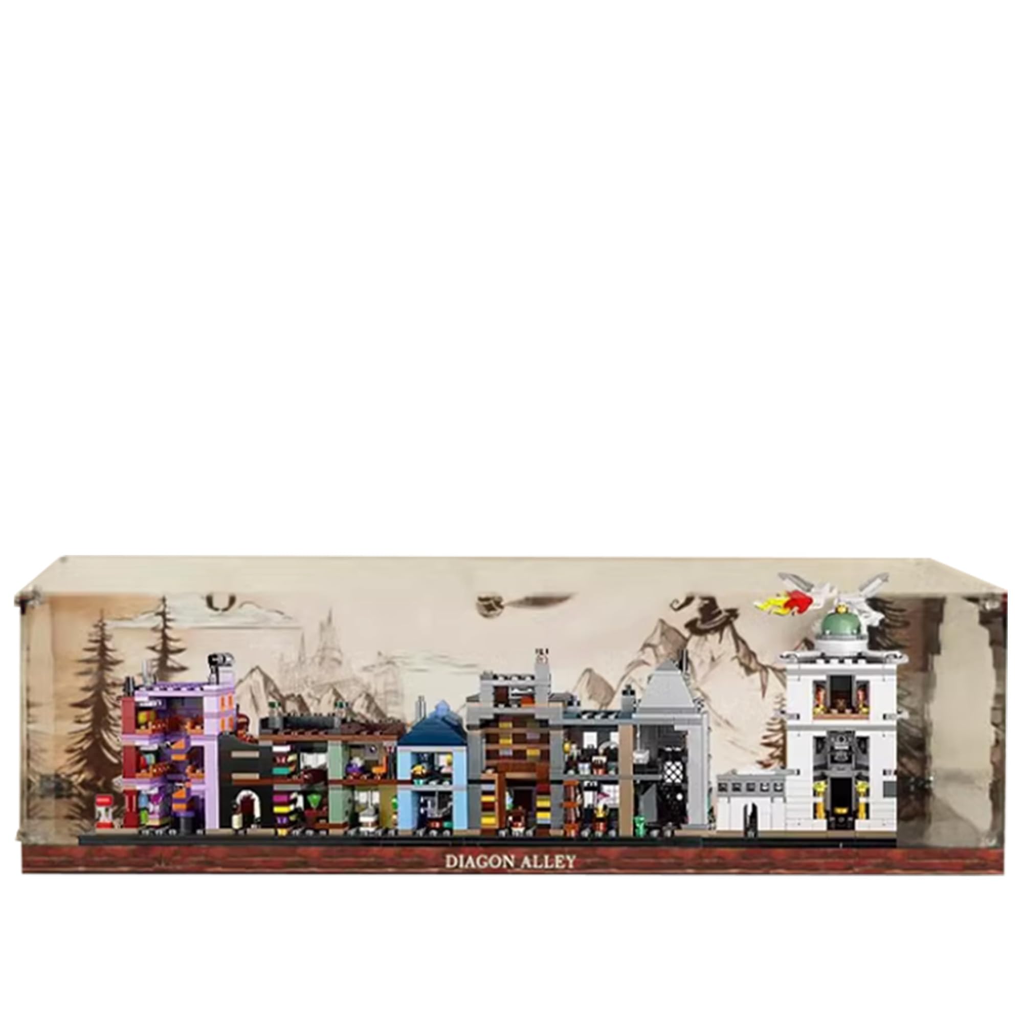 Acrylic Display Case for Lego 76444 Diagon Alley Building Set,Clear Display Case, Dust-Proof Display Case Compatible with Lego 76444 (Only Display Case)