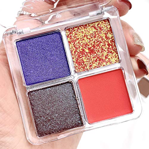 4 Colors Eyeshadow Makeup Palette - Glitter Matte High Pigmented Eyeshadow Pallet Nude Professional Makeup Warm Natural Long Lasting Waterproof Eye Shadow with Brush (#5)