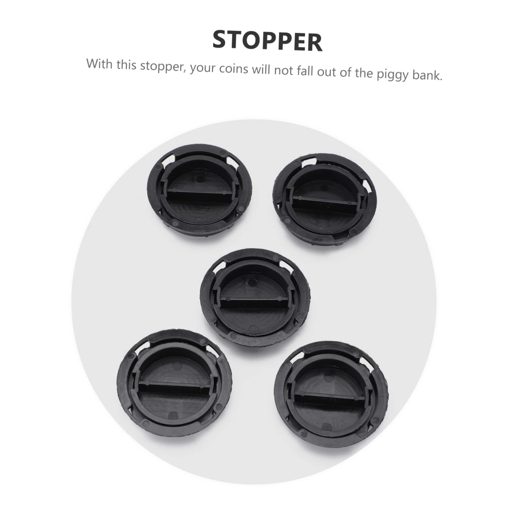 DIYEAH 50Pcs Double Bottom Plugs for Piggy Banks and Coin Jars Durable Plastic Lids Black Color Easy Installation No Tools Required for Saving Boxes and Plaster Dolls