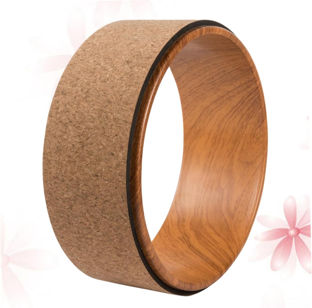 GANAZONO Natural Cork Yoga Wheel Durable Circle for Back Bend and Massage Essential Fitness Roller for Yoga Training and Stretching Tool for and Muscle
