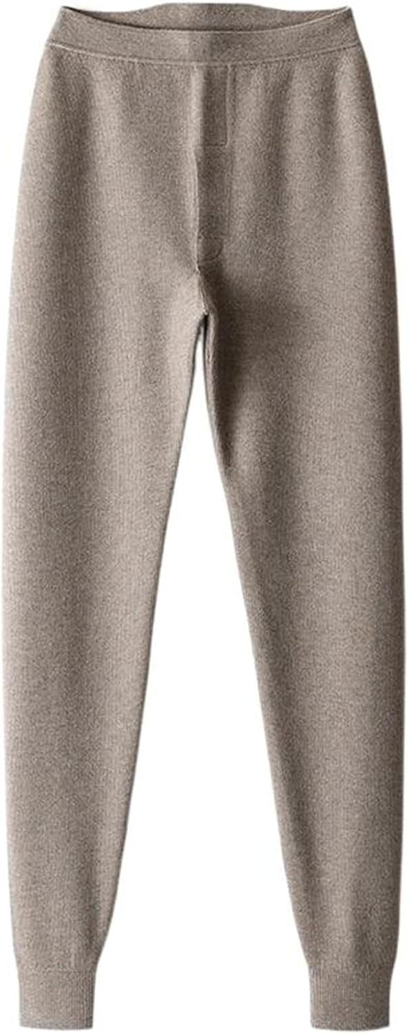 Men's Pants Thickened Wool Autumn Winter Slimming High-Waisted Middle-Aged Warm Knitted Leggings Pants