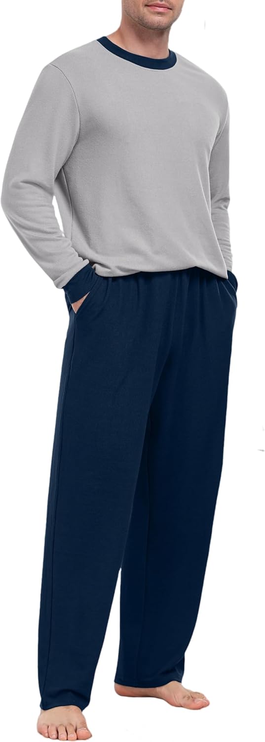 PrinStory Men's Pajama Sets Sleepwear Pjs Soft and Comfortable Nightwear Two Piece Loungewear with Pockets S-2XL - Image 5