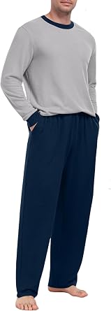 PrinStory Men's Pajama Sets Sleepwear Pjs Soft and Comfortable Nightwear Two Piece Loungewear with Pockets S-2XL