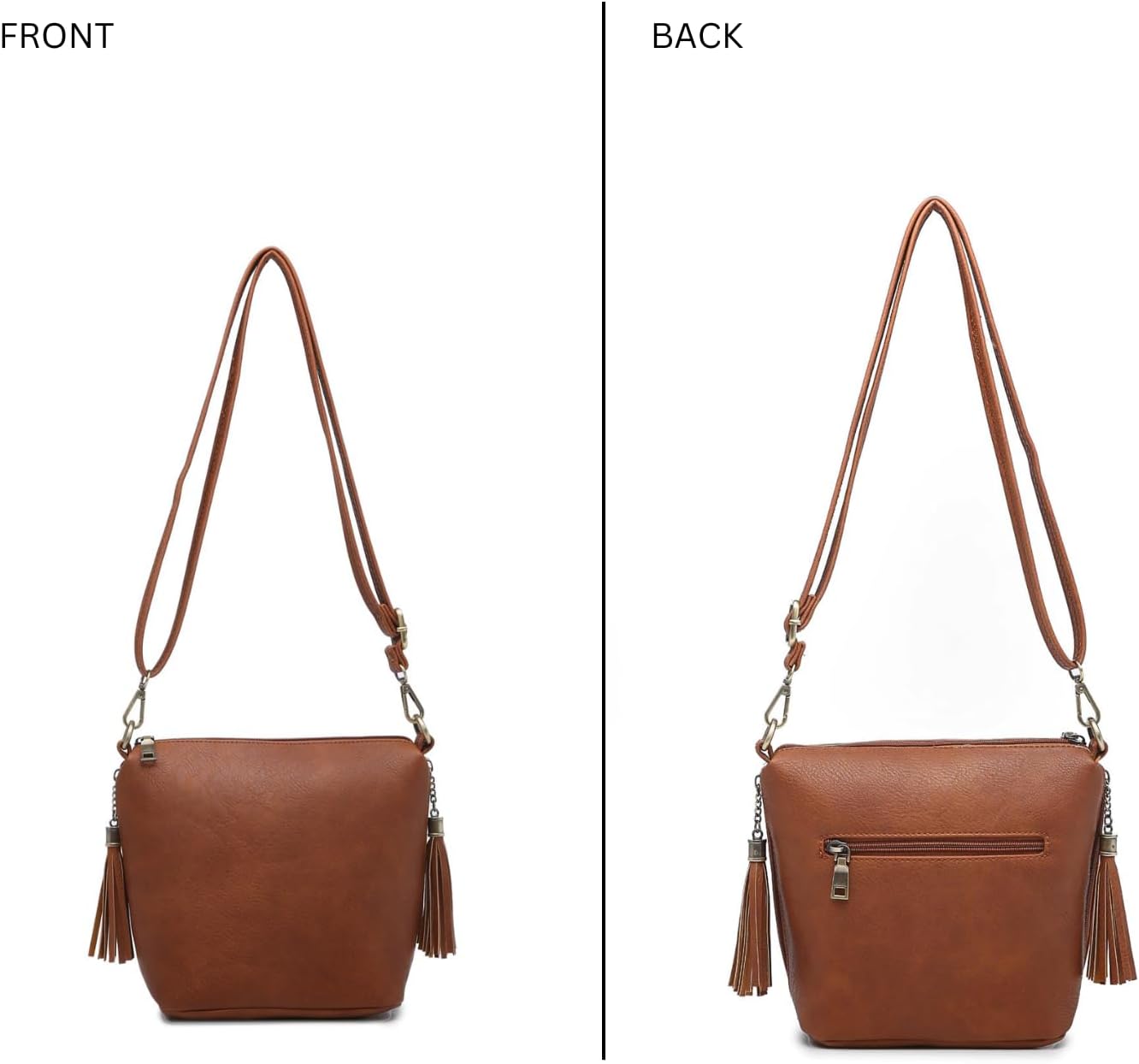 JEN & CO. Dylan Vegan Leather Crossbody Bags for Women Trendy Purses Shoulder Handbags with Adjustable Strap & Tassel Zippers
