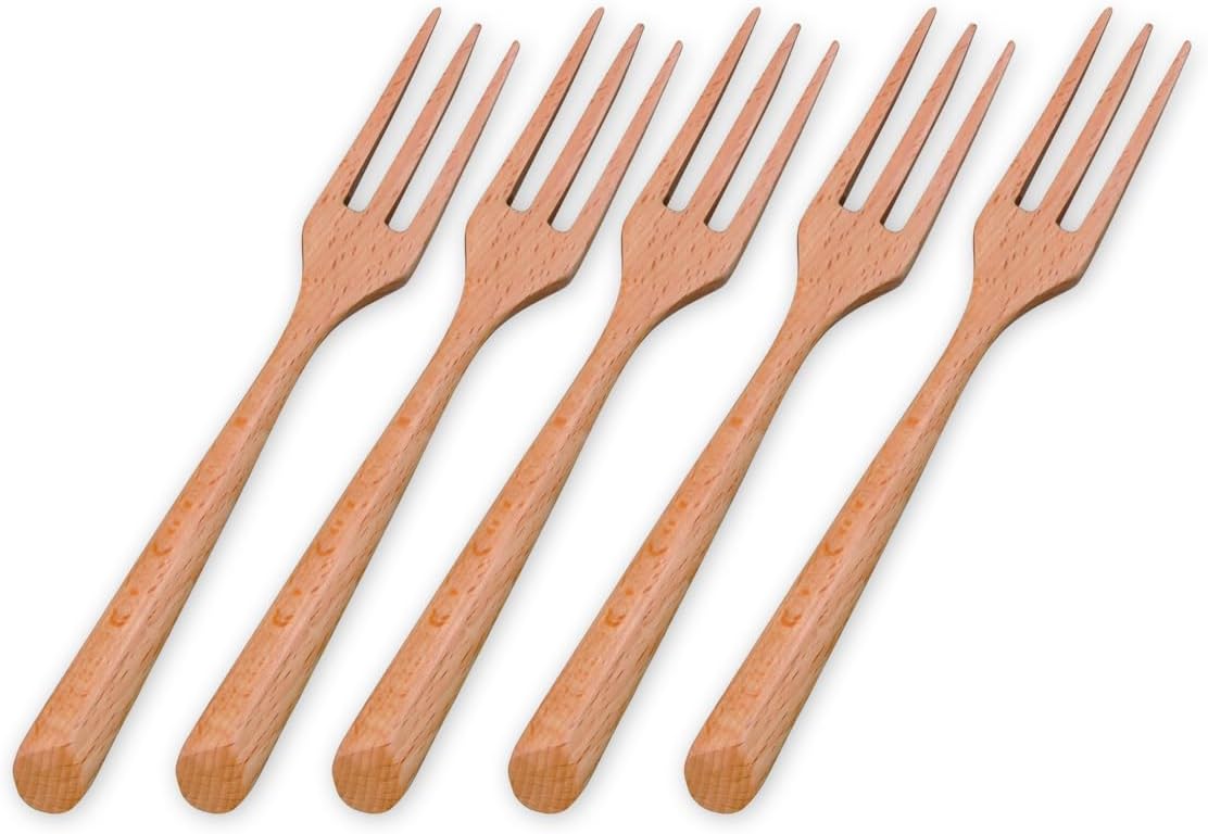 J-kitchens Wood Beech Wood Modern Forks Set of 5 19.2x2.5cm